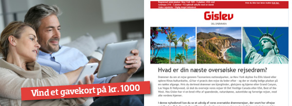 Tilmeld dig Gislev Rejsers nyhedsbrev og vind et gavekort