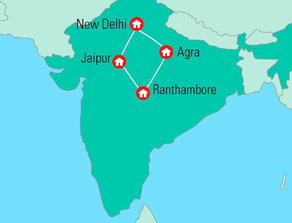 Indien Kort Indiens Gyldne Trekant   Gislev Rejser Indien Kort